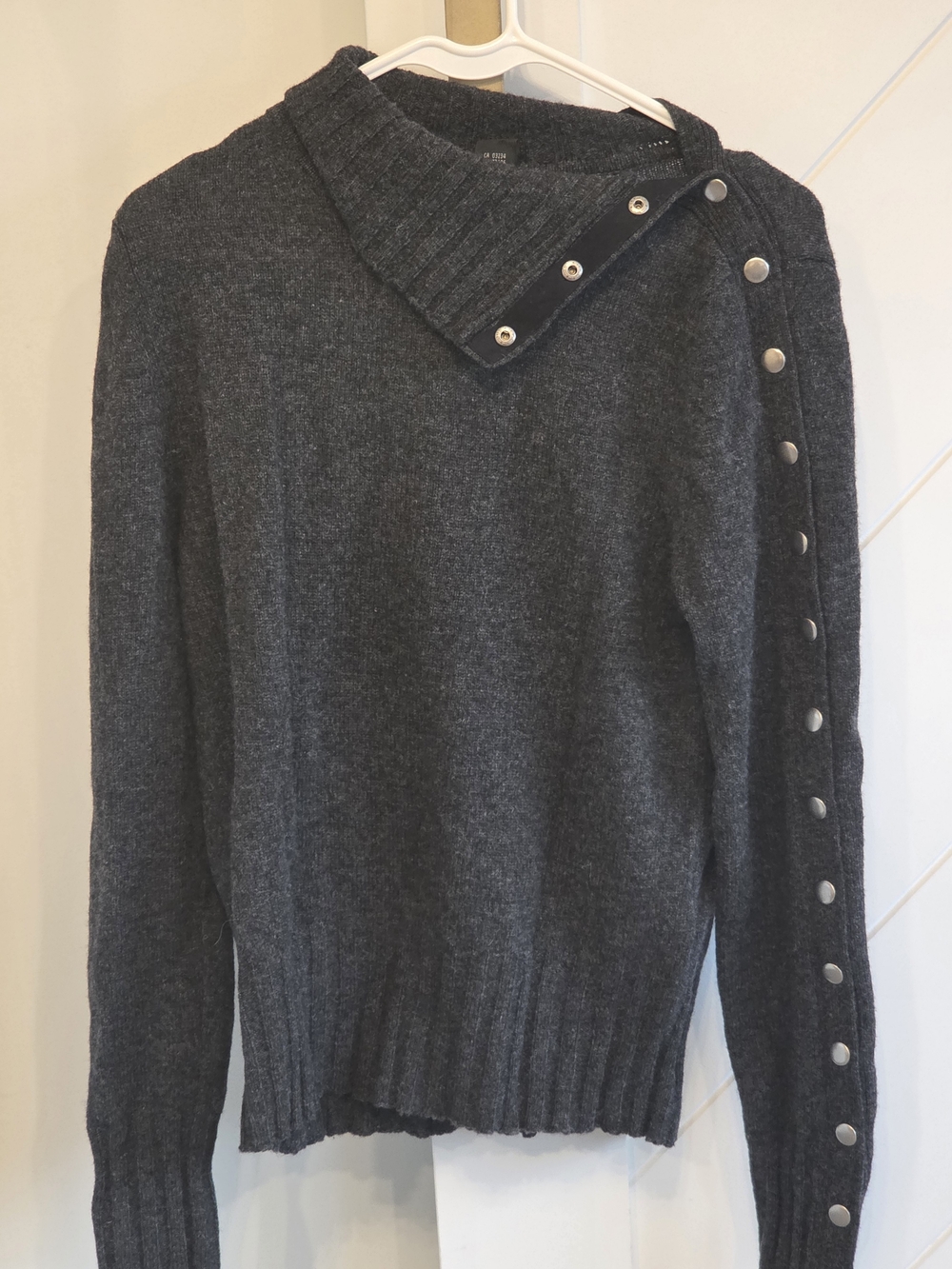 Club Monaco Charcoal Snap-Shoulder Turtleneck Sweater